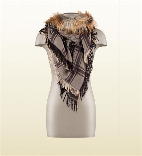 burgundy gucci scarf|gucci scarf with fur trim.